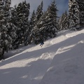 Cynthia skiing the powder