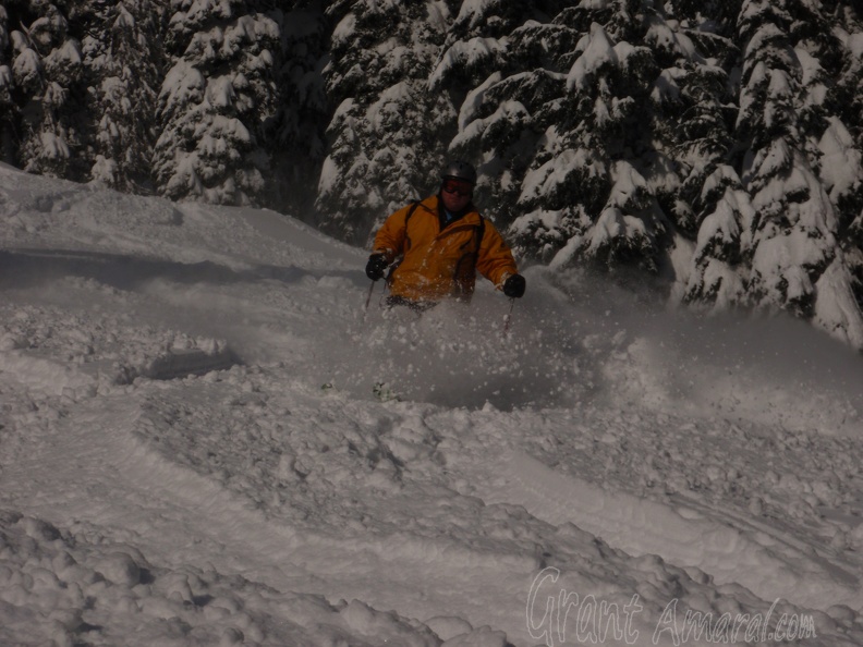 Eugene skiing the powder