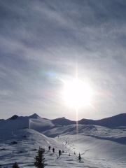 sun, sky, skis